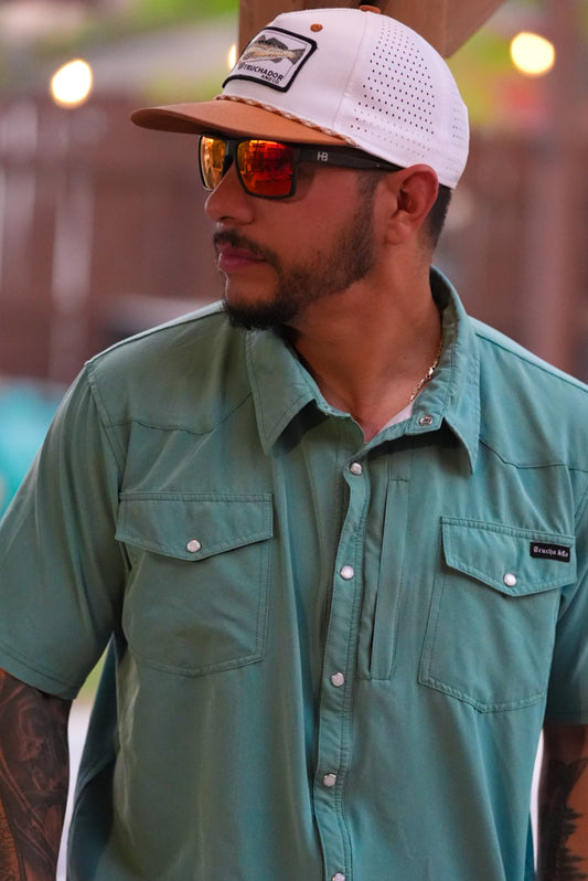 Comfort Vented Pearl Snap- Lagoon Green