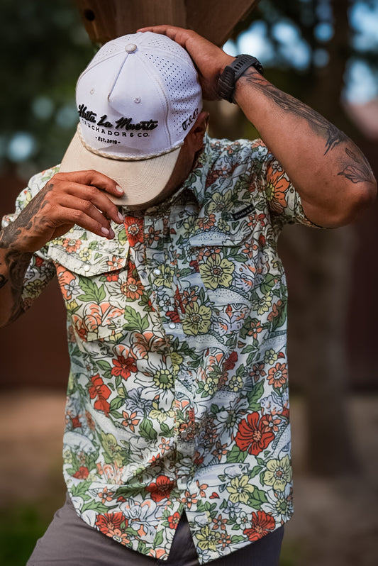 Oyster Blooms Comfort Vented Pearl Snap - Tangy Sage