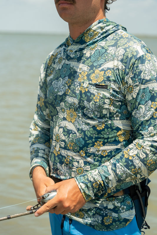 Oyster Blooms Vented Performance Tee - Azul