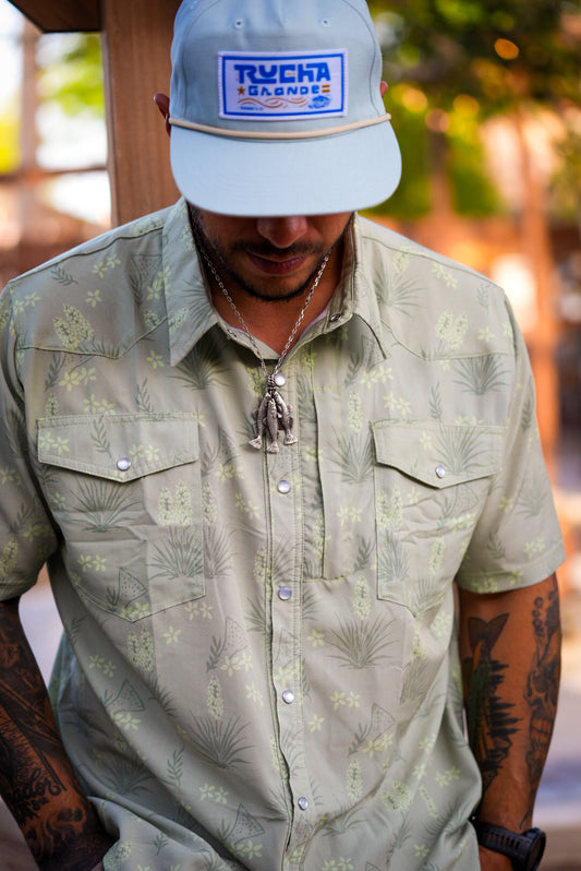 Tejas Blooms Comfort Vented Pearl Snap -Light Green