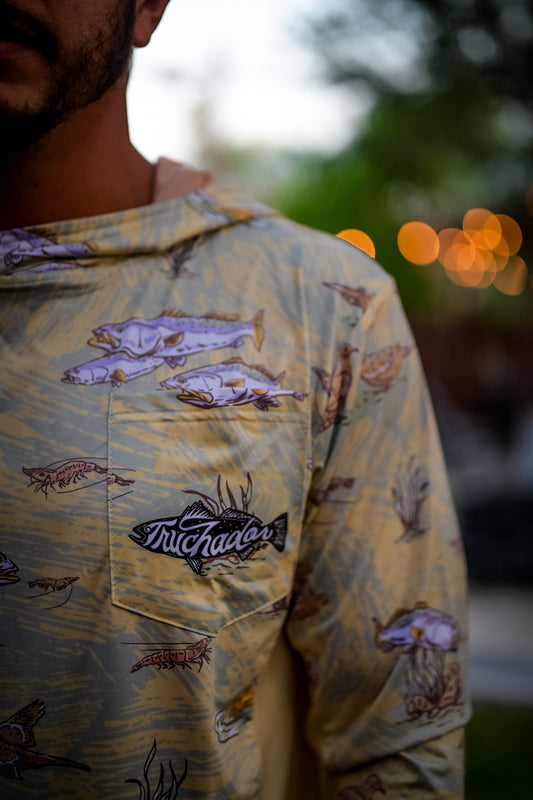 Truchas y Palomitas Vented Performance Tee Sandbar