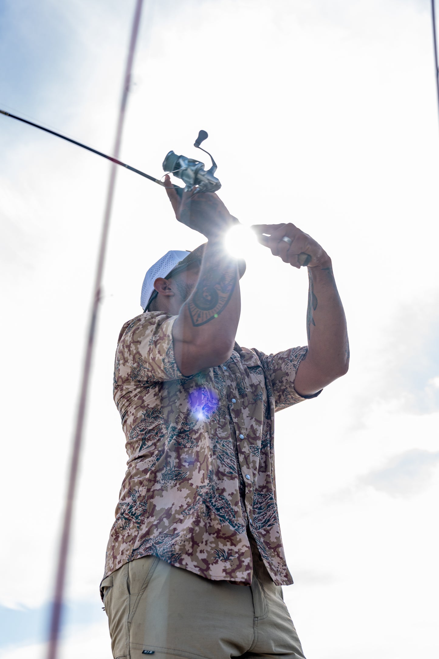 Sand Grid Camo Pearl Snap Button up