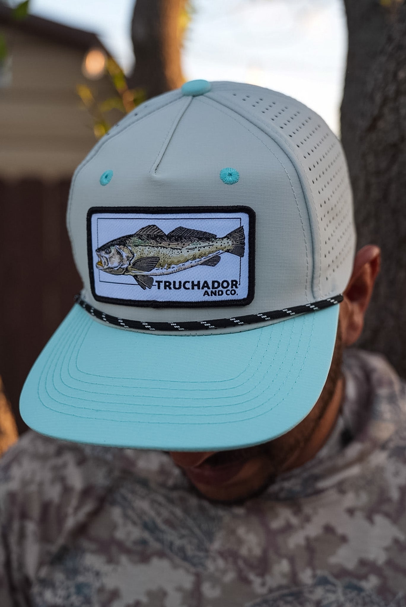 Troutlandia Hat- Grey | Seafoam Blue
