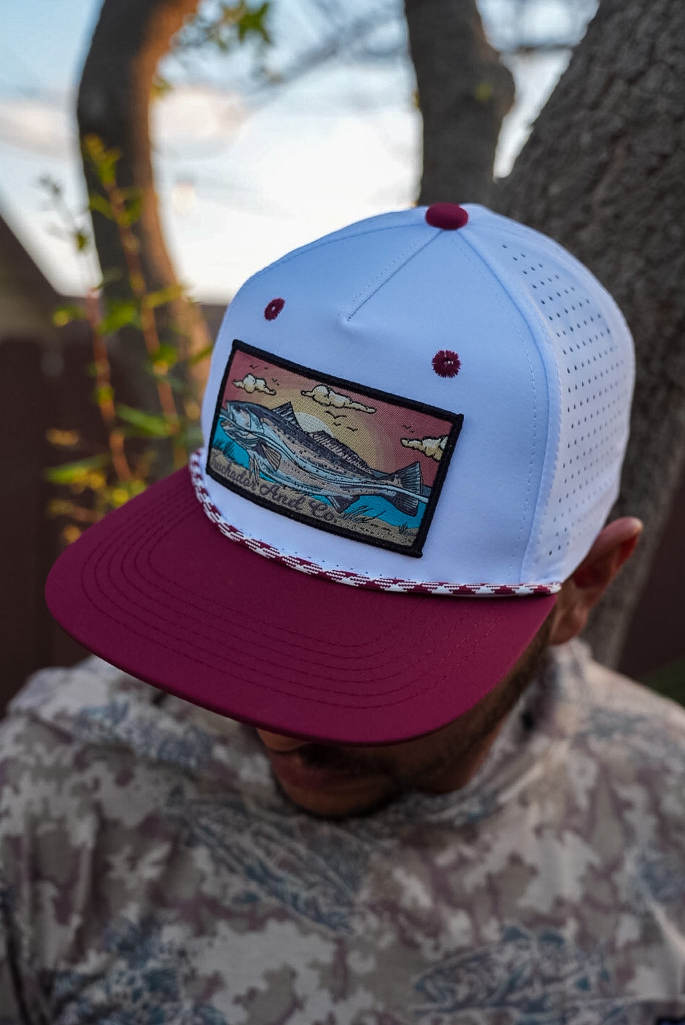 Shallow Stalker Hat- White | Maroon