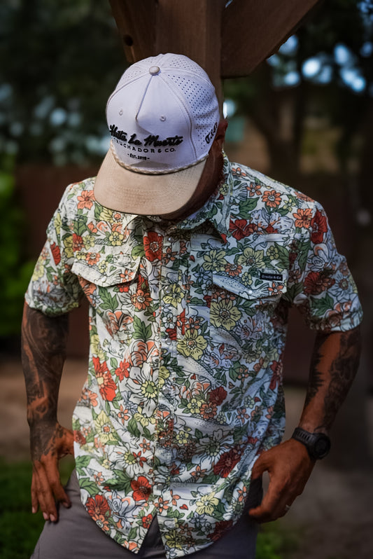 Oyster Blooms Comfort Vented Pearl Snap - Tangy Sage