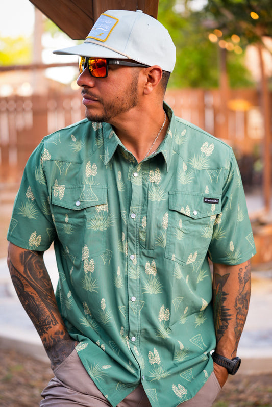 Tejas Blooms Comfort Vented Pearl Snap - Clover Green