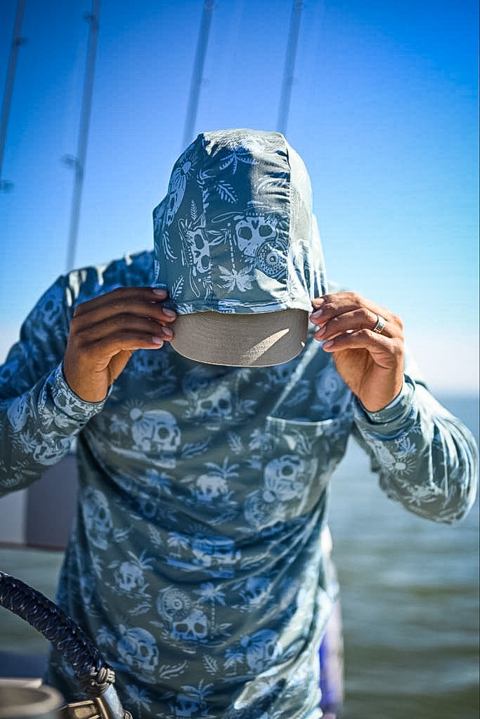 Skulls and Skiffs Performance Tee - Bahia Grande Blue