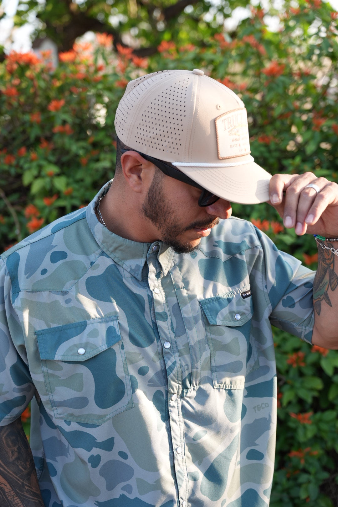 Truchaflauge Pearl Snap Button up - Lagoon