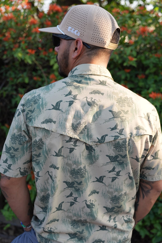 Coastal Ibis Pearl Snap Button up