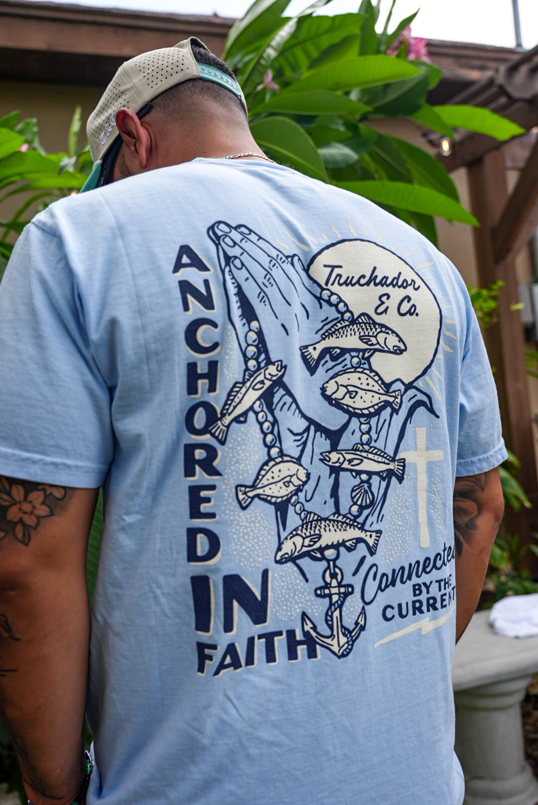 Anchored in Faith Tee - Baby Blue