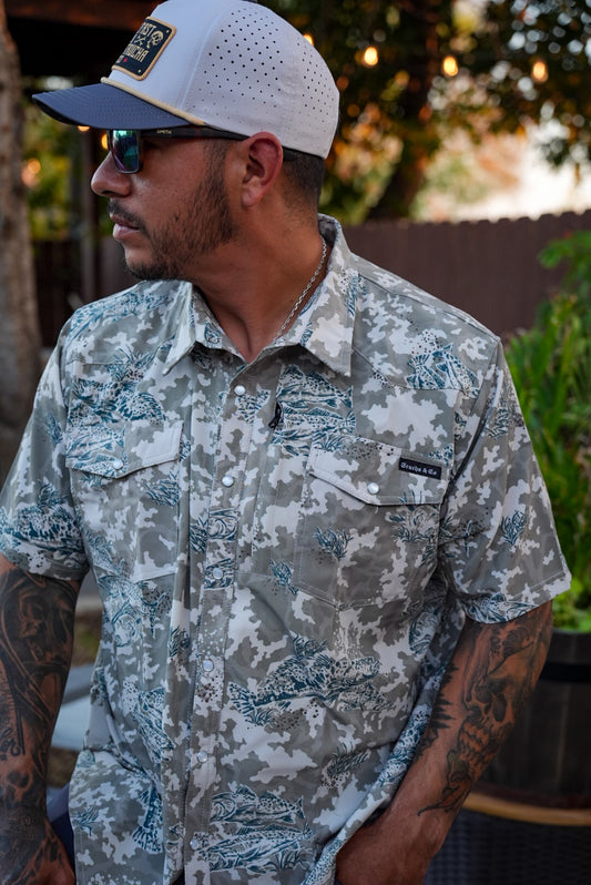 WinterGrid Camo Pearl Snap Button up