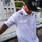 Texas Tails Pearl Snap Button up - White