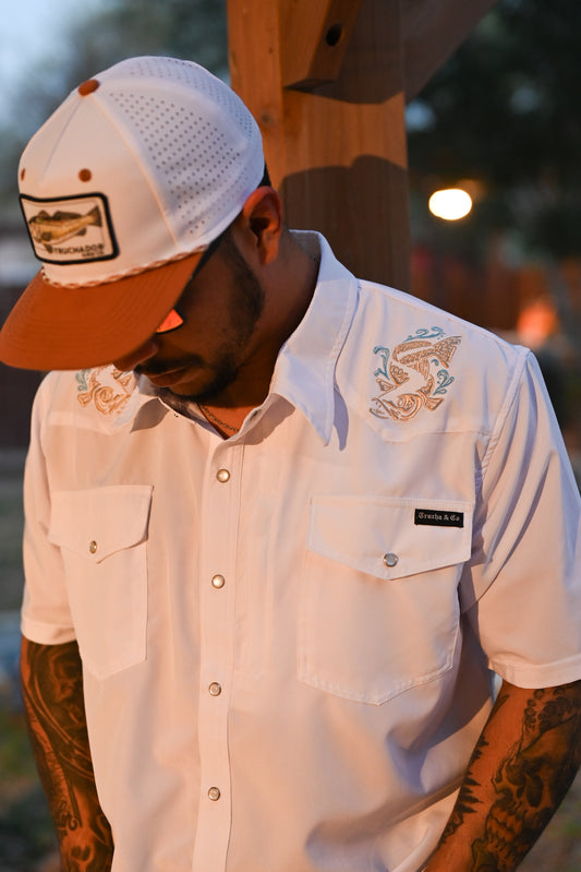 Western Pearl Snap Button up - White