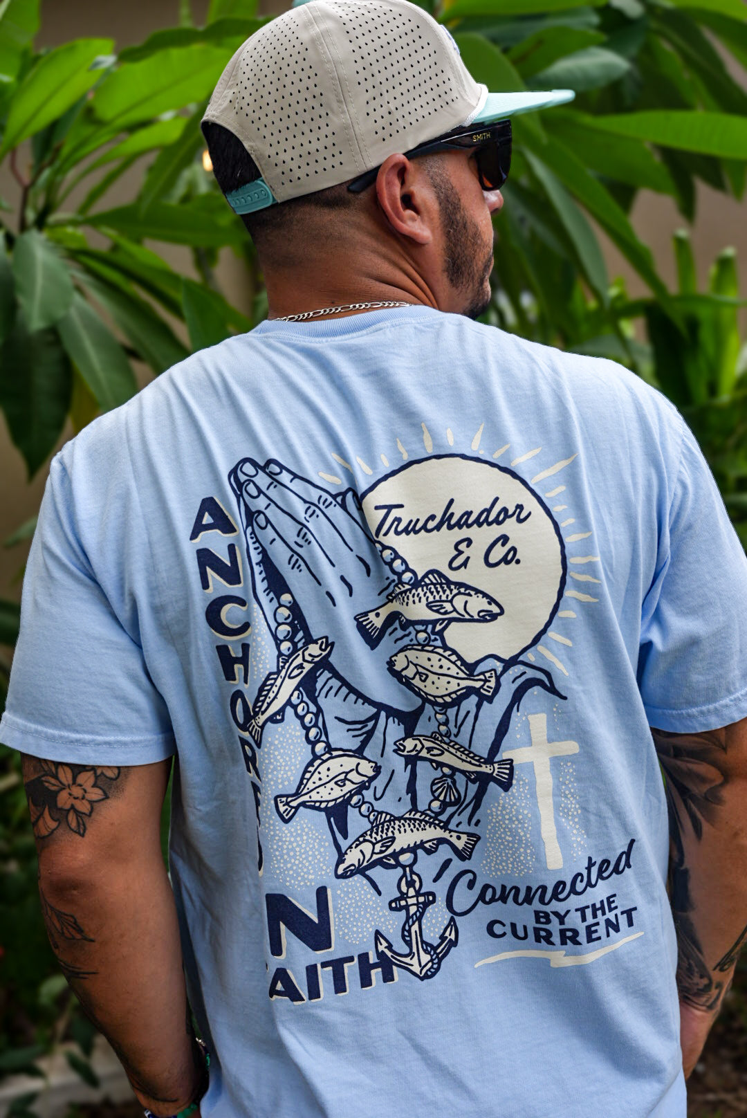 Anchored in Faith Tee - Baby Blue