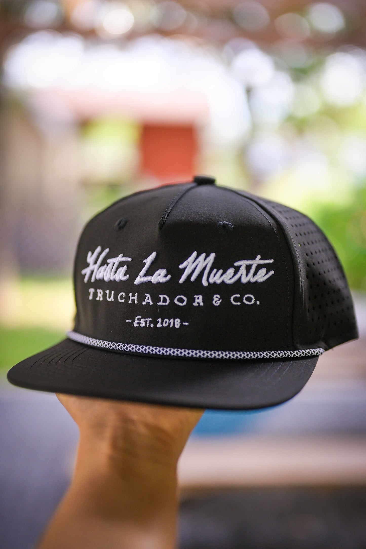 Hasta La Muerte Rope Hat - Blk/White