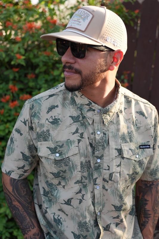 Coastal Ibis Pearl Snap Button up