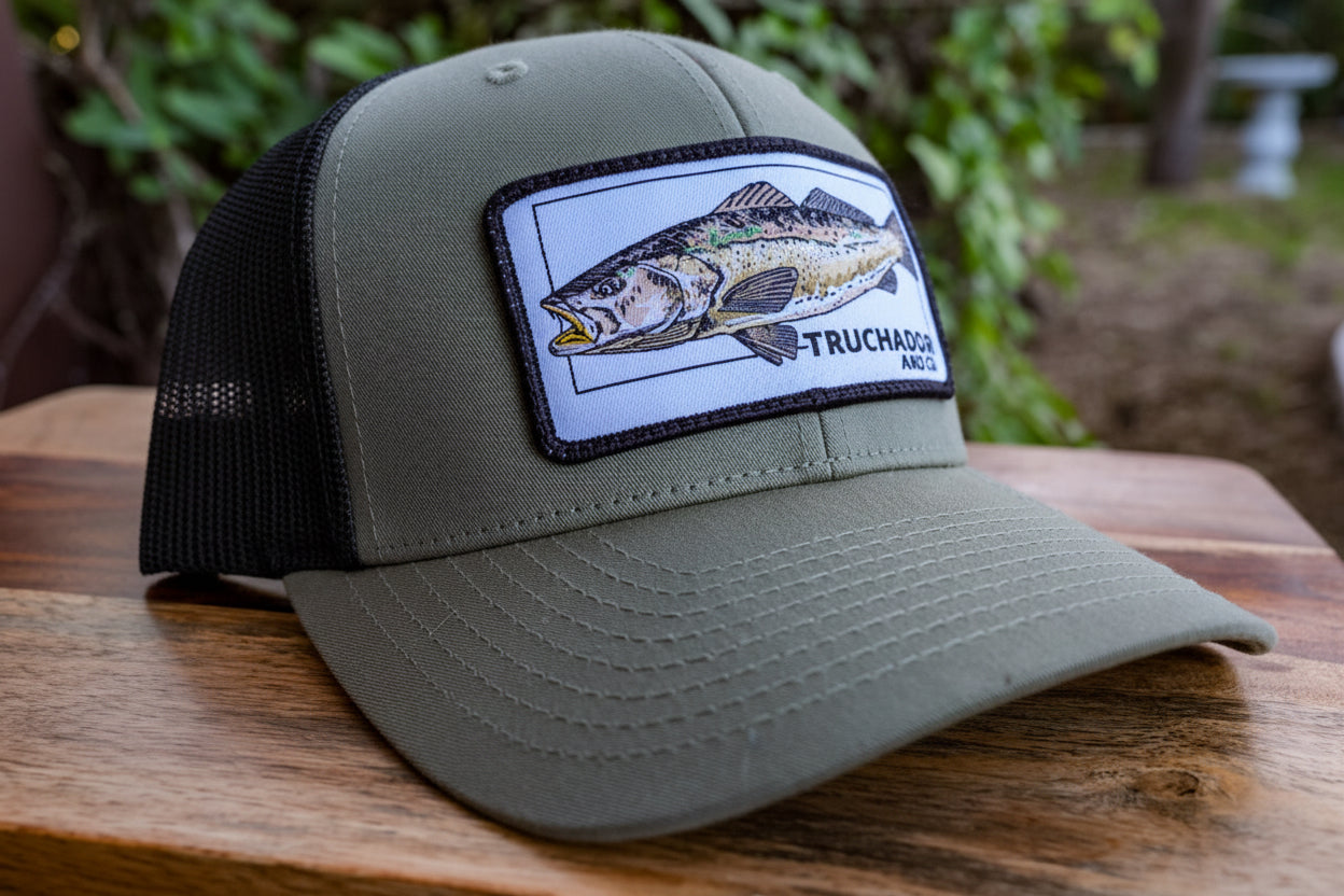 Troutlandia Trucker Hat- Olive|Black