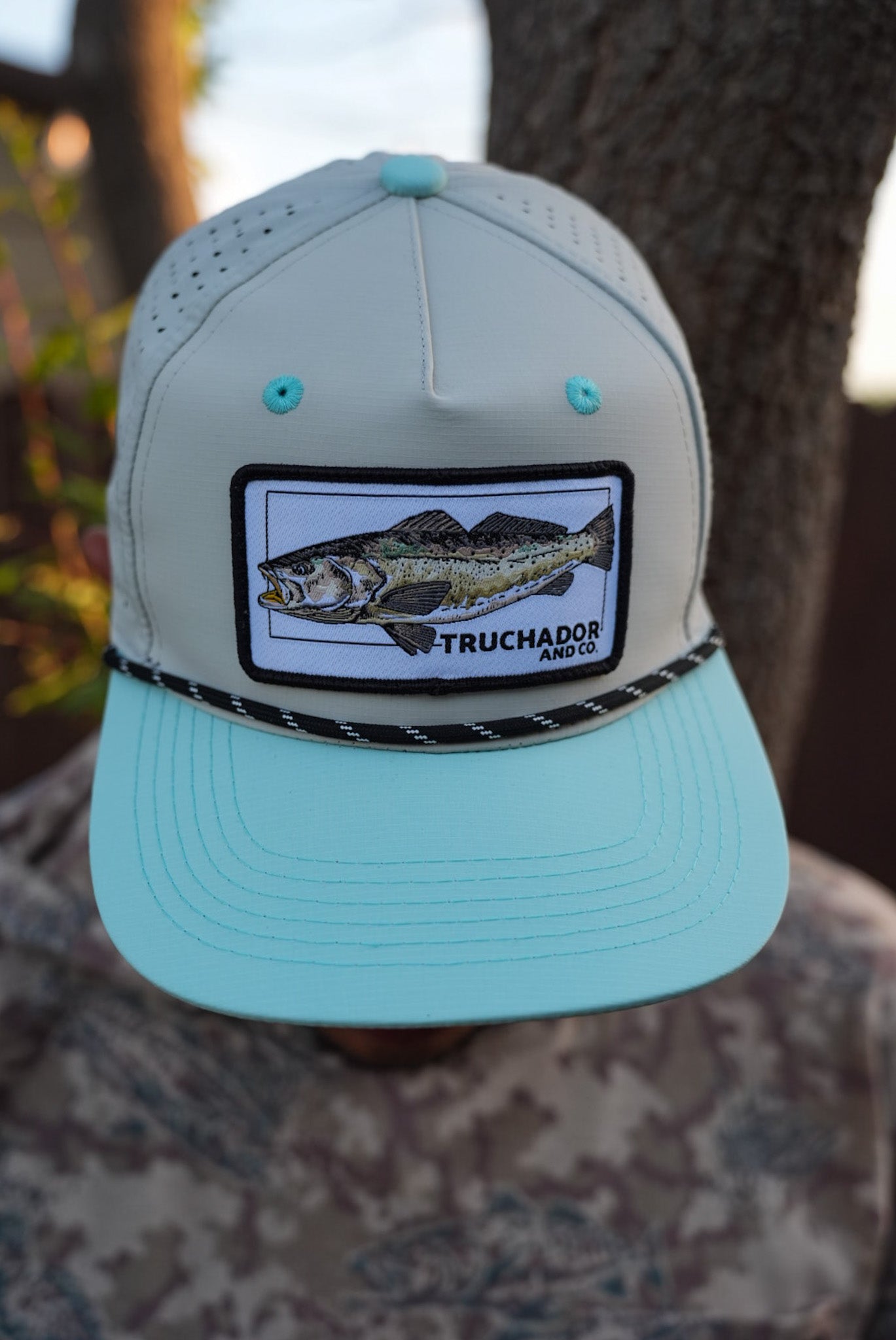 Troutlandia Hat- Grey | Seafoam Blue