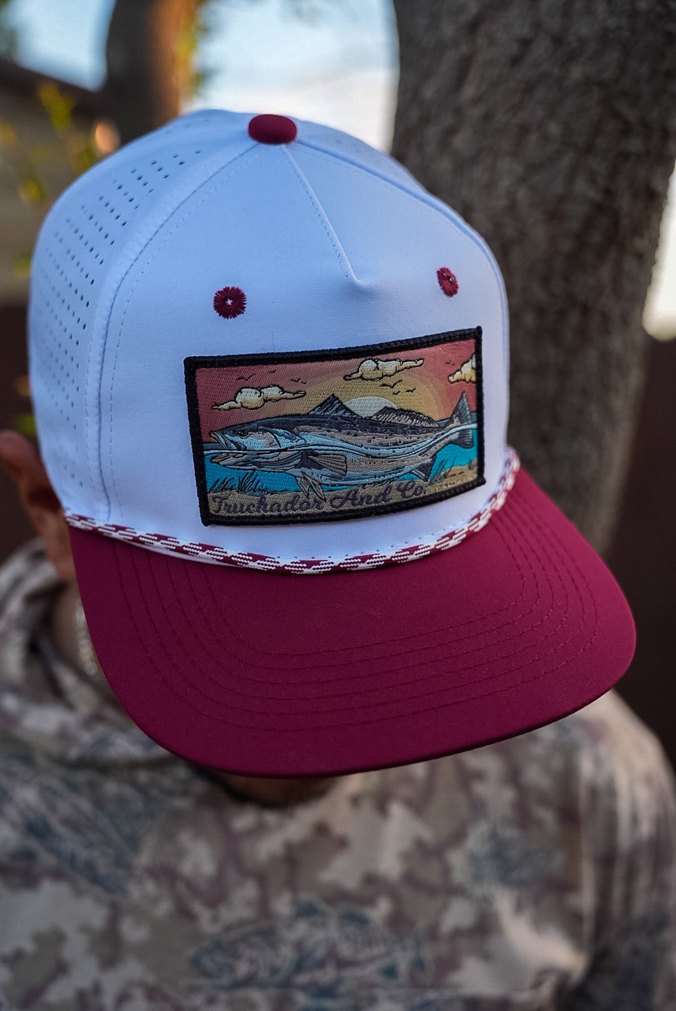 Shallow Stalker Hat- White | Maroon